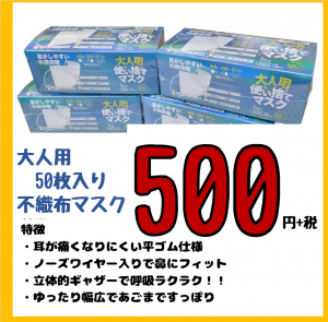 不織布マスク500円